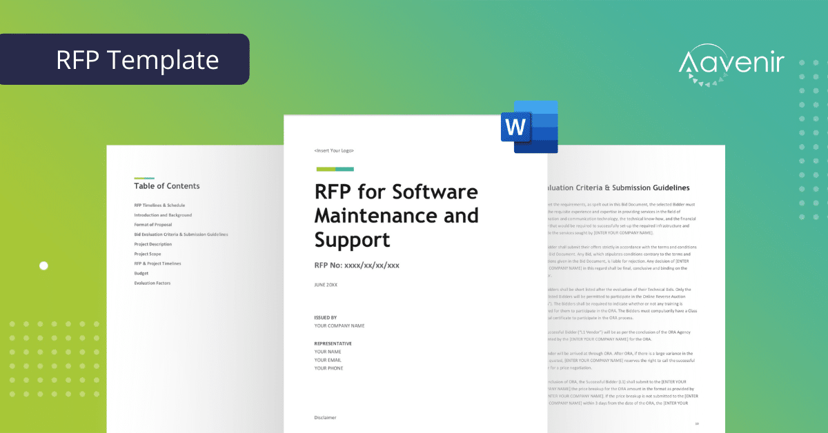 Contract Extension 1 Thumbnail RFP Template Request For Proposal for Software Maintenance and Support IT Aavenir