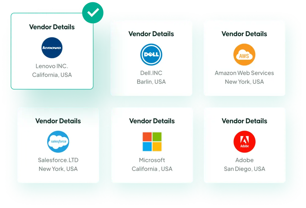 Grid of Vendor Details